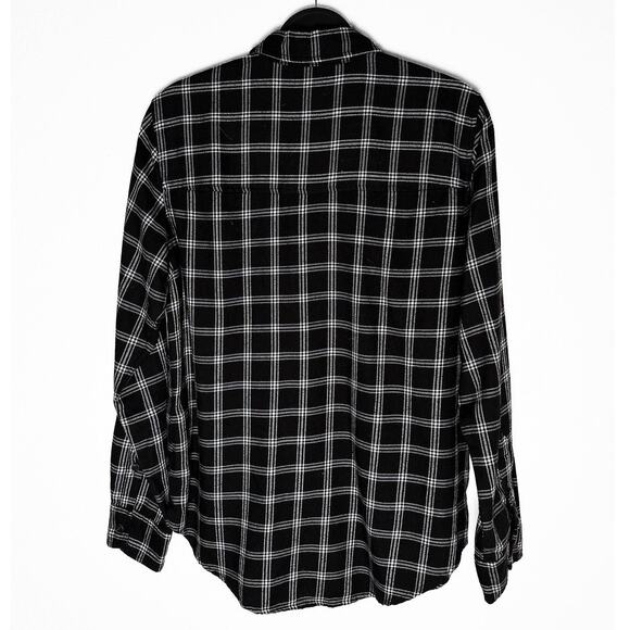 Abercrombie Fitch Women's Soft Flannel Button Down Shirt Black White Plaid Check - Picture 2 of 7